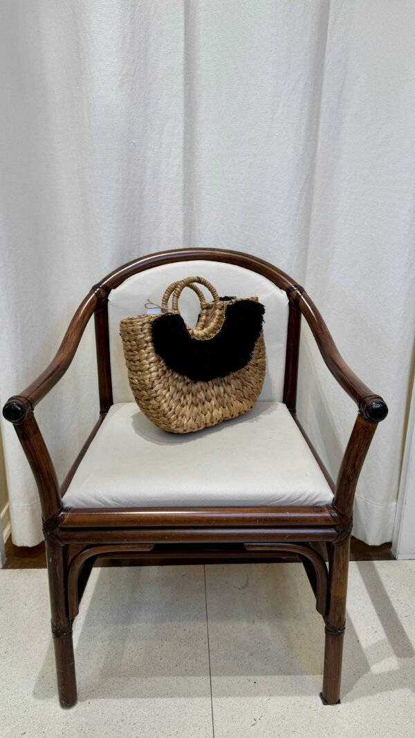 Borsa rigida in paglia con frange - immagine 10