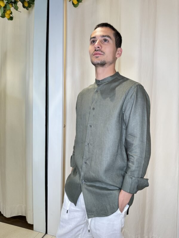 Camicia coreana VERDE MILITARE - immagine 2