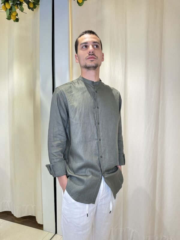 Camicia coreana VERDE MILITARE - immagine 3