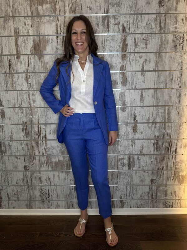Giacca lino donna Blu Royal - immagine 2