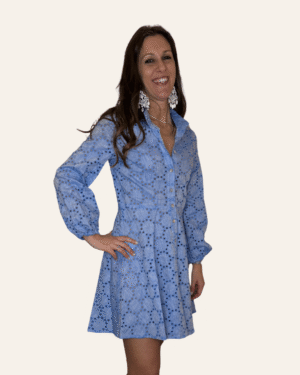 Abito lino corto azzurro - Collezione Sangallo Balloon