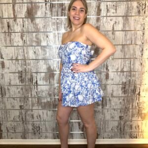 Abito fascia corto lino Limoni Blu