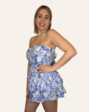 Abito fascia corto lino Limoni Blu